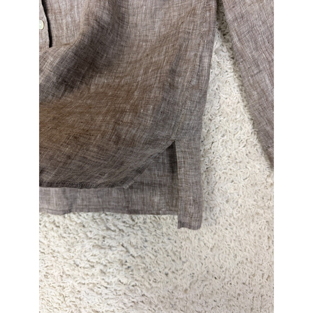 J. Jill Love Linen Essential Shirt Womens S Brown Button Down Long Sleeve Casual - Picture 5 of 8